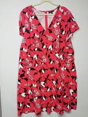Lane Bryant Floral V-Neck Midi Dress